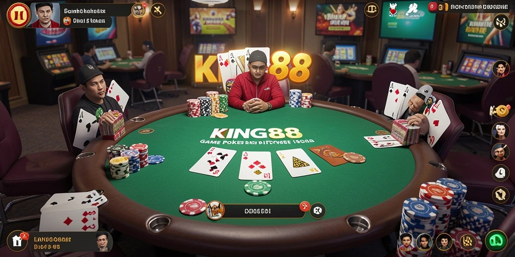 Tangkapan layar dari gameplay menegangkan KING88 poker.