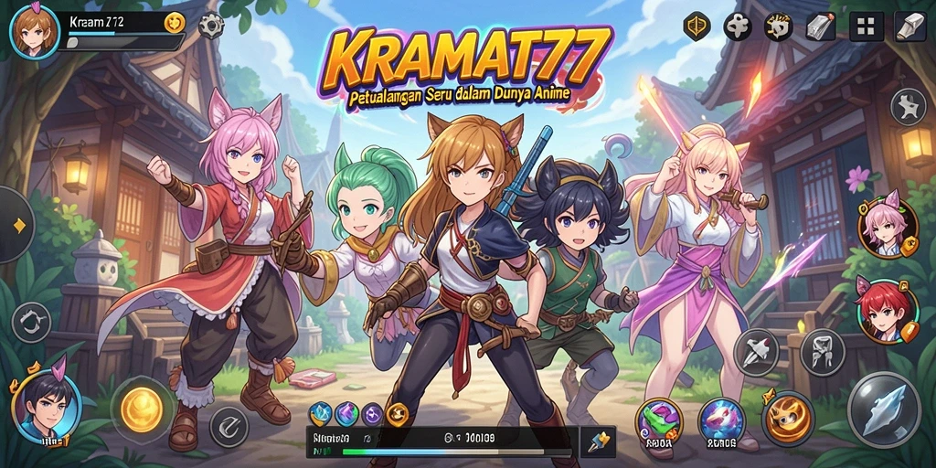 Tangkapan layar menampilkan karakter dan aksi seru dalam KRAMAT77.