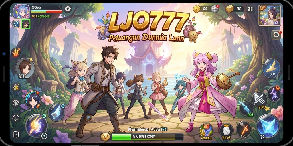 Tampilan gameplay LJO777 menampilkan karakter-karakter Anime dalam aksi seru.
