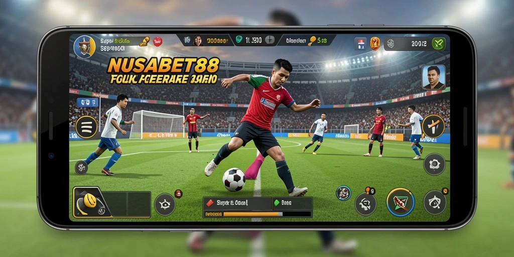 Tampak gameplay NUSABET88 yang mendebarkan dengan aksi sepak bola nyata.