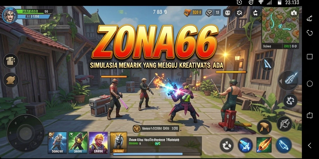 Screenshot utama ZONA66 menampilkan karakter beraksi di dunia simulasinya.